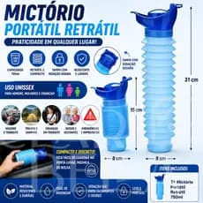 Mictório Portátil Retrátil 750ml Unissex Masculino Feminino Infantil Urinol Para Viagem Carro Camping
