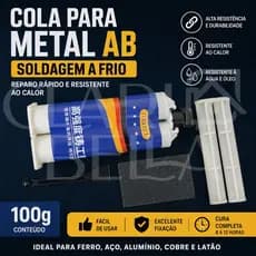 Cola Reparadora para Metal AB 100g | Soldagem a Frio Industrial | Alta Resistência ao Calor e Reparo Rápido