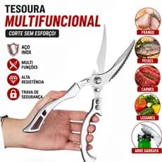 Tesoura Multifuncional Cozinha Inox Corta Frango Peixe Legumes Carnes Abre Garrafa Profissional Resistente