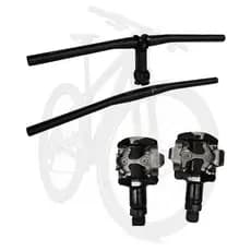 Guidão Bicicleta Par Pedal Universal Usados Barra Bike Preto Curvo Guidao Pedais 65cm 70cm