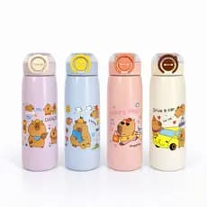 Garrafa Térmica inox Infantil 470ML Com Desenho e Alça para Criança Transporte Escola