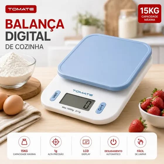 Balança Digital Cozinha Eletrônica A Pilhas Max 0.1G A 15kg Com Visor Academia Dieta Ingredientes
