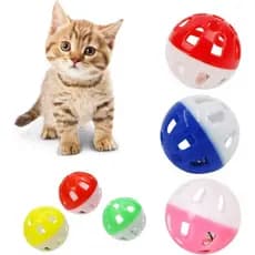 Kit 04 Bolinhas Guizo Interativas Anti Stress Gato Com Sino