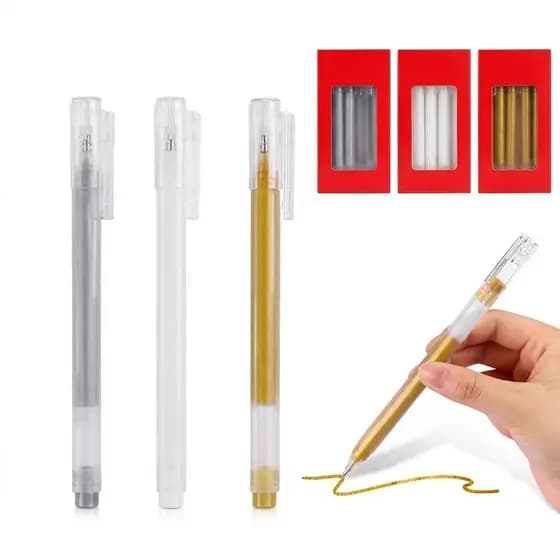 Kit 2 Canetas Gel Metálicas Dourada e Prata 0.8mm Para Escrita e Desenho