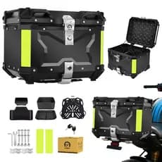 Baú para Moto de Alumínio, 45L Bauleto Impermeável Trava Dupla Antirroubo, Baú Universal Grande Capacidade, Preto