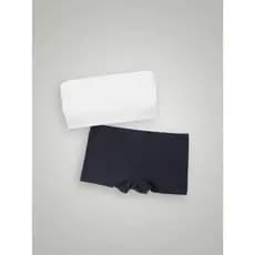 Kit P&B Classico: Top Faixa com Bojo Removível Branco + Calcinha Boxer Boyshort Sem Costura Segunda Pele