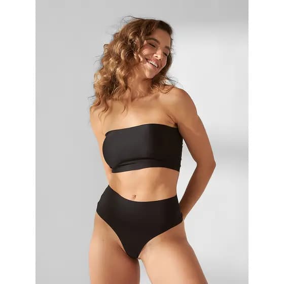 Conjunto Top Faixa + Calcinha Fio Dental Cintura Alta Sem Costura