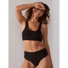 Conjunto Sutiã Regata Invisível + Calcinha Fio Dental Cintura Alta Sem Costura