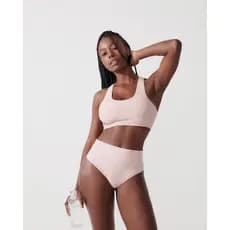 Conjunto Sutiã Nadador Invisível + Calcinha Fio Dental Redutora Segunda Pele Rose