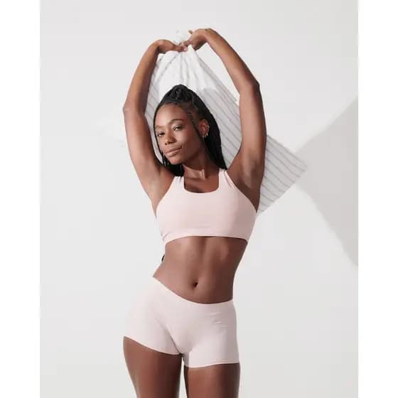 Conjunto Sutiã Nadador Invísivel + Calcinha Boxer Boyshort Segunda Pele Rose