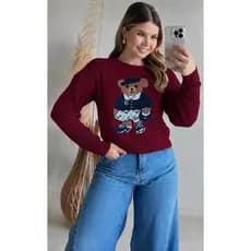 Blusa Feminina Ursinho Bear Tricot Tricô Blusa de Frio inverno estilosa otima qualidade