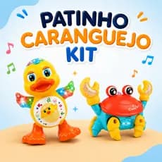 Kit Caranguejo Fujão e Patinho Dançante Brinquedo Infantil Com Luz Som e Movimento