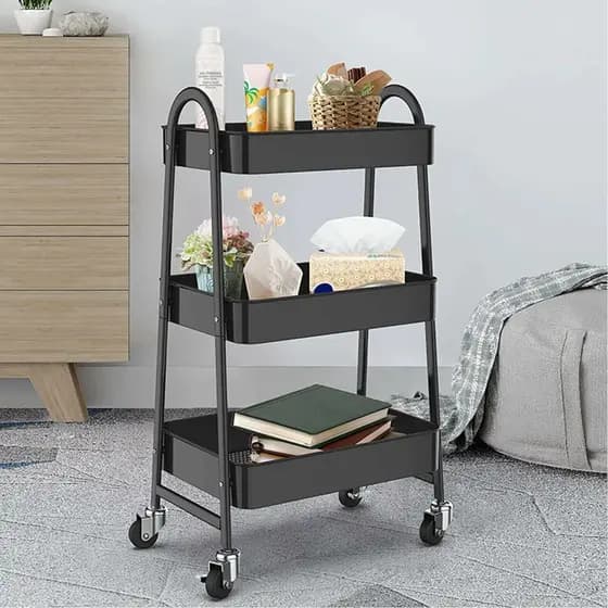 Prateleira Metal Suporte Perfume Tempero Guarda Rodinhas Preto Rack Fruteira Escova Secador Carrinho