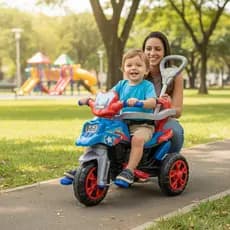 Triciclo Infantil Moto Com Pedal Haste Segurança Aventura Azul  Rosa