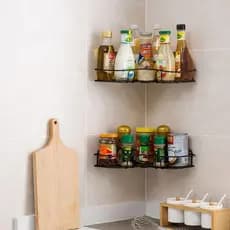 Prateleira Suporte Produto Higiene Tempero Pendura Banheiro Canto 2 Peças Rack Lado Porta Shampoo