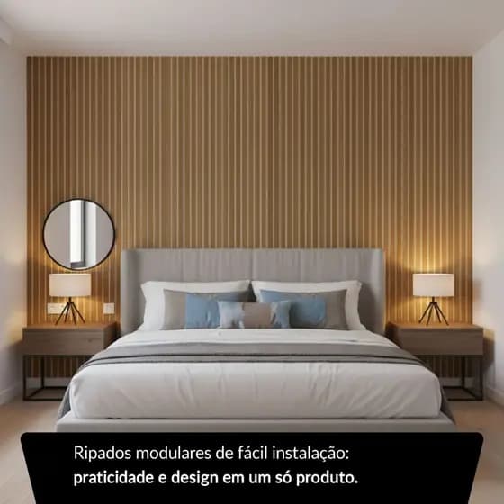 Kit de 10 ate 50  Placas Ripado MDF Autocolante 45x11cm – Revestimento Decorativo de Parede