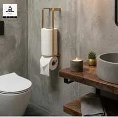 Suporte Porta Papel Higiênico Parede Preto/Dourado Para 4 rolos