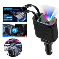 Carregador de carro retrátil, LED carregador rápido de para carro 4 em 1 para iPhone e Samsung-Já no Brasil