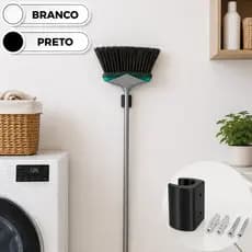 Suporte Para Parede Organização Área de Serviço Para Vassoura Rodo Pá Instalação com Parafusos