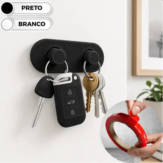 Organizador Encaixe Porta Suporte Chaveiro Chaves Casa Carro Empresa 2 Pinos Fita Adesiva Dupla Face