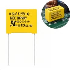 Filtro Ruido Linha Energia Rede Capacitor Supressão TMCF18 0.22UF 275vac Original Mex Topmay Amarelo