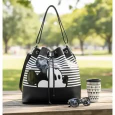 Bolsa Feminina Transversal Listras Sacola Resistênte Dia-Dia Ombro Saco Mickey Mouse Coleção Disney