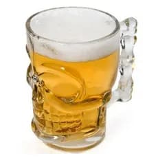 Caneca de Vidro Grosso Para Chopp Caveira Cerveja Vinho 510ml Chopeira Breja Rock Style