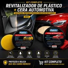 Kit Revitalizador de Plástico para Choque + Cera Automotiva Carro e Moto Brilho Intenso