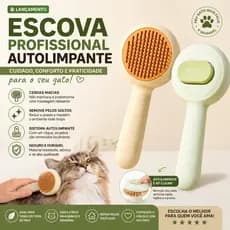 Escova Profissional Autolimpante Pet Remove Pelos e Nós Cães Gatos