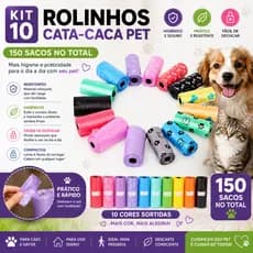 Kit 150 Sacos Higiênicos Pet Cata Caca Reforçado Para Cães e Gatos