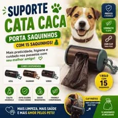 Suporte Cata Caca Pet Porta Saquinhos Com 15 Sacos Passeio