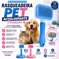 Rasqueadeira Pet Autolimpante Remove Pelos para Cães e Gatos Escova Profissional Premium