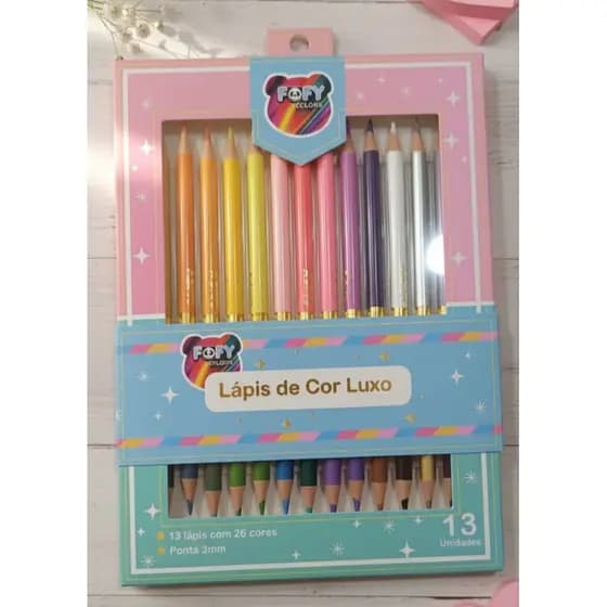 LÁPIS DE COR LUXO 13 UNIDADES COM 26 CORES