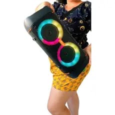 Super Caixa de Som Bluetooth Amplificada  Microfone Controle Remoto e LED RGB Karaoke Potente