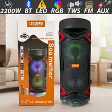 Caixa de Som Bluetooth POTENTE 2x 6'5 ALTO FALANTES Karaoke Bluetooth LED RGB, Rádio FM e Microfone