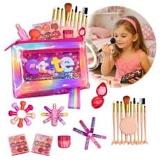 Kit Maquiagem Infantil Completo Seguro Lavável Divertido Para Crianças Cores Suaves Blogueirinhas