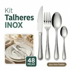 Jogo de Talher 16 32 48 – Garfos e Facas Faqueiro Aço Inox Premium Ideal para Restaurantes e Buffets