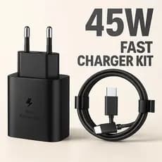 Carregador Turbo 45W rápido Carregue 3x Mais Rápido Cabo Tipo-C 1 Metro,Carregador para Android