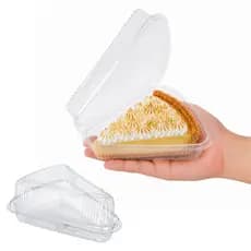 KIT 50 a 200 Embalagem Plástica Fatia de Bolo / Pote Triangular Torta Blister Descartável Transparente Tampa Articulada