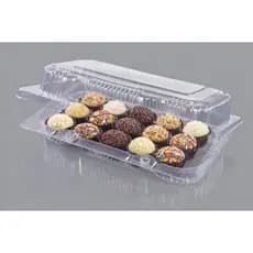 Kit 100 Unidades Embalagem PN 08 Para Doce e Salgado Tampa Articulada Baixa Transporte Retangular Praticpack