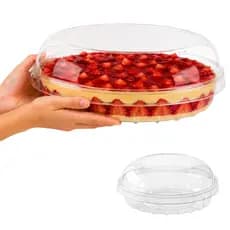 Kit 10/20/50  Embalagens Colomba G Redonda Com Tampa Cristal 27,5cm Bolo Torta Doce Festa Confeitaria PET Transparente