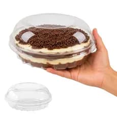 Kit 20 a 100 Pct Embalagens Colomba P Redonda Com Tampa Cristal 18cm Bolo Torta Doce Festa Confeitaria PET Transparente