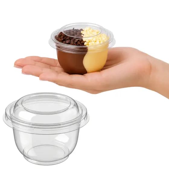 Kit 20/50/100 Un Potes PET Redondo 120ml Com Tampa Para Brigadeiro Mousse Sobremesa Bolo No Pote Doces Molhos Praticpack