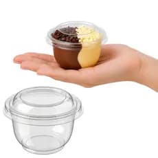 Kit 20/50/100 Un Potes PET Redondo 120ml Com Tampa Para Brigadeiro Mousse Sobremesa Bolo No Pote Doces Molhos Praticpack