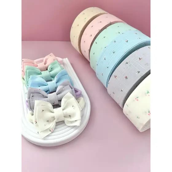 Fita em Linho com Flozinhas Importada para laços novidade