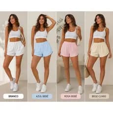 Short Feminino Curto Elastano Soltinho Com Cordão Moda Verão Praia Caminhada Fitness