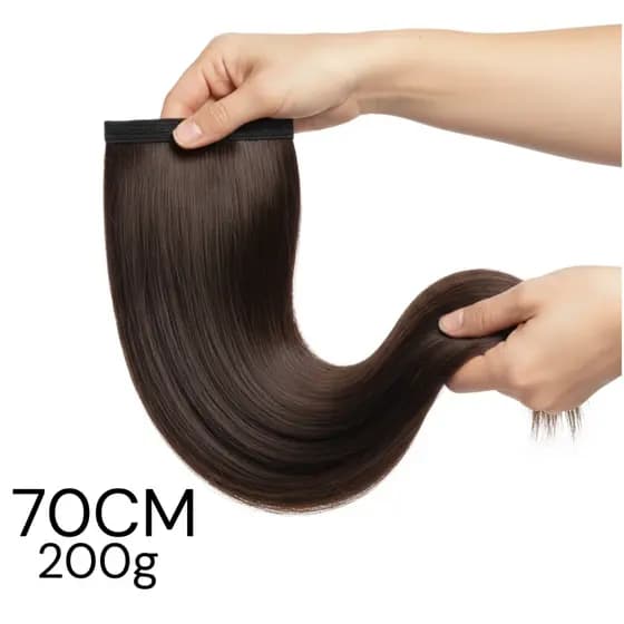 Cabelo Humano Liso Levemente Ondulado Indiano Semi Limpo Fita Liga Azul Aplique Mega Hair 60cm 200g