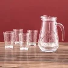 Kit Nadir Maracatu com 1 Jarra de Vidro 1L + 4 Copos 265ml – 5 Peças em Vidro Resistente