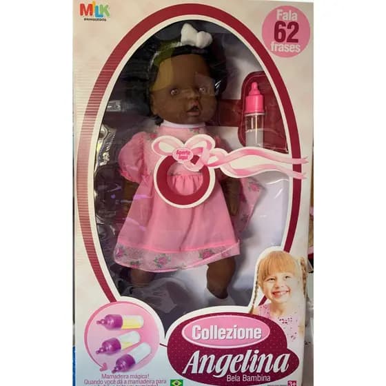 Boneca Collezione Angelina Bela Bambina com Voz e Mamadeira Mágica - Fala 62 Frases