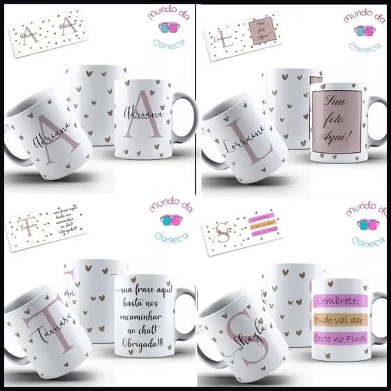 Caneca Personalizada com sua Inicial e seu Nome com Frase ou Foto de Porcelana